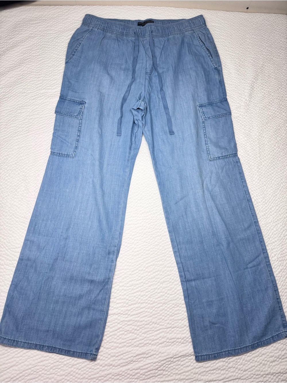 Social Standard by Sanctuary Caravan Cargo Pants XL Coastal Blue Wide Leg Lyocel - Picture 2 of 8